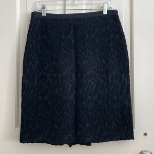 Vintage VTG Ann Taylor Black Wool Animal Print Pencil Skirt